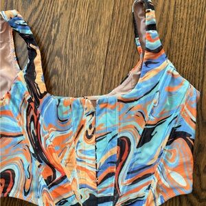 Colorful Swirl Patterned Corset Top
